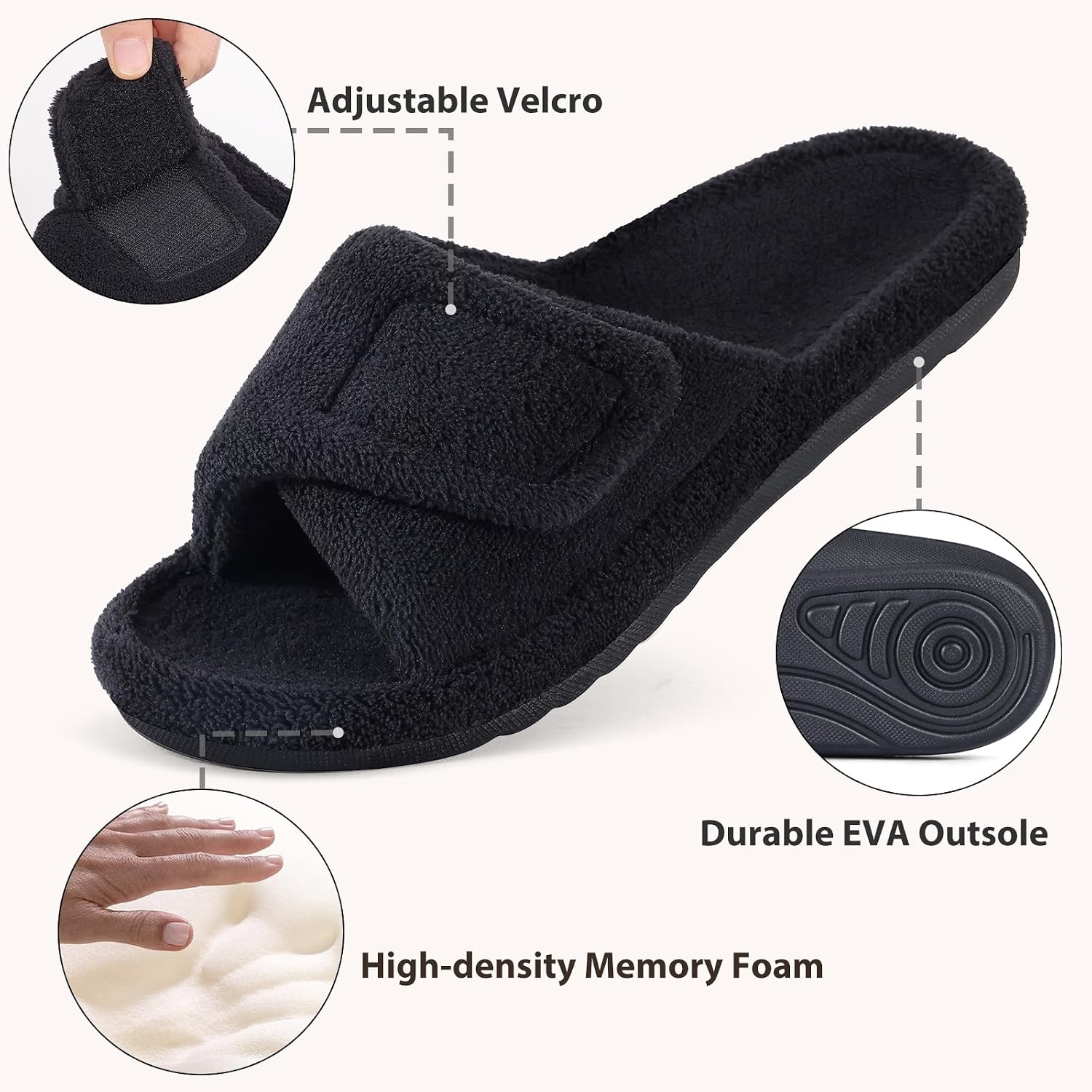 Unisex Orthopedic Slippers Arch Support Open Toe Shoes | Comfortable House Shoes Featuring Adjustable Straps, Cushioned Footbed and Soft Fit for Everyday Indoor and Outdoor Wear