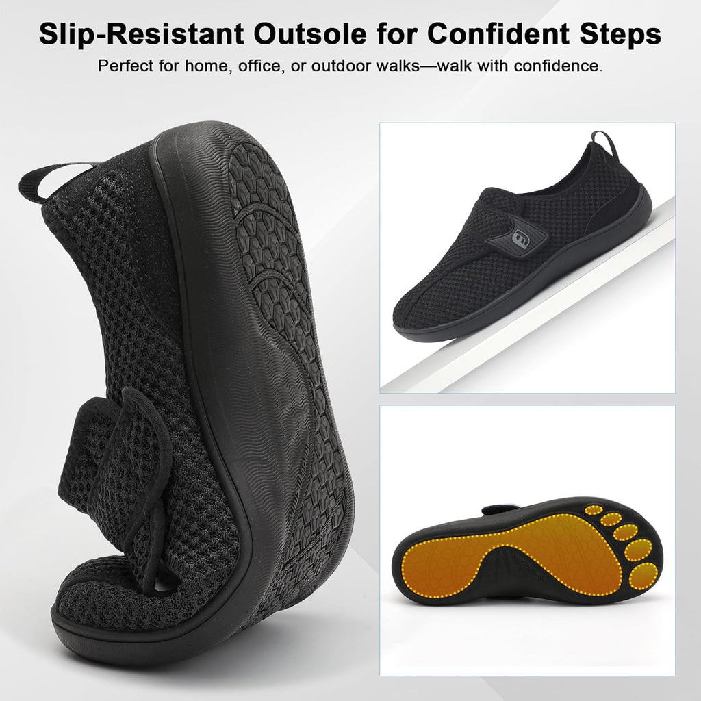 JOINFREE Diabetic Wide Walking Shoes Adjustable Upper for Women and Men | Wide Toe Box, Easy Entry, Zero Drop Non Slip Sole, Breathable Upper, Daily Wear, Swollen Feet, Edema, High Instep, Elderly