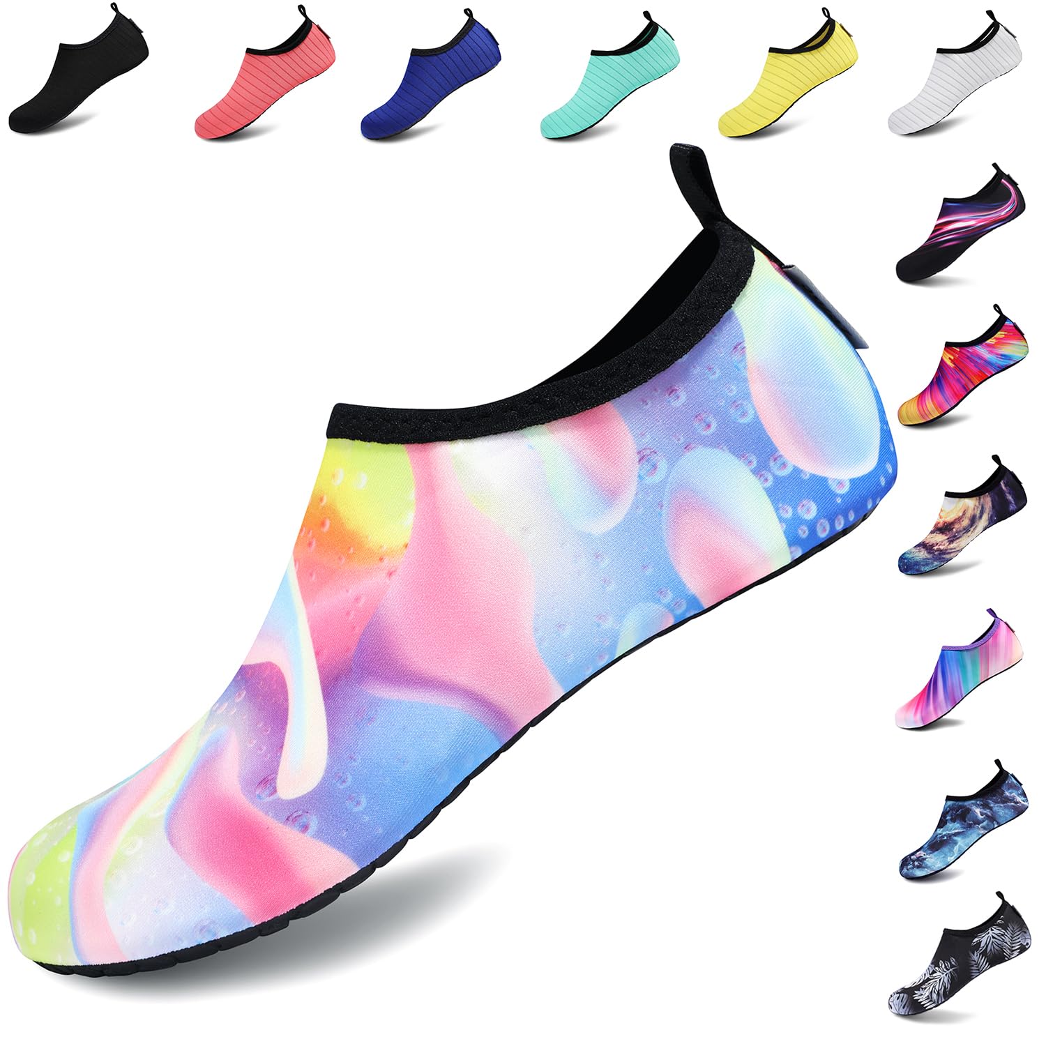 VIFUUR Water Shoes for Men Women Barefoot Quick Dry Aqua Socks Slip On | Lightweight, Breathable Upper, Flexible Sole, Drainage Design, Easy Slip-On Fit for Water Activities