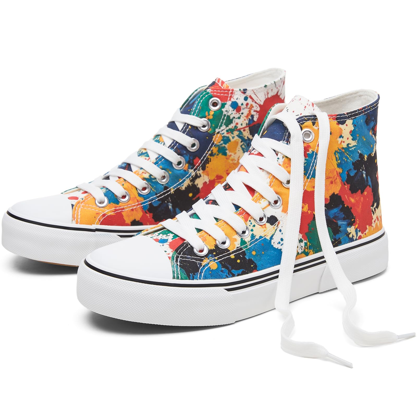 hash bubbie High Top Canvas Sneakers Fashion Walking Shoes | high tops non slip on walking breathable casual comfortable lace up tennis shoes
