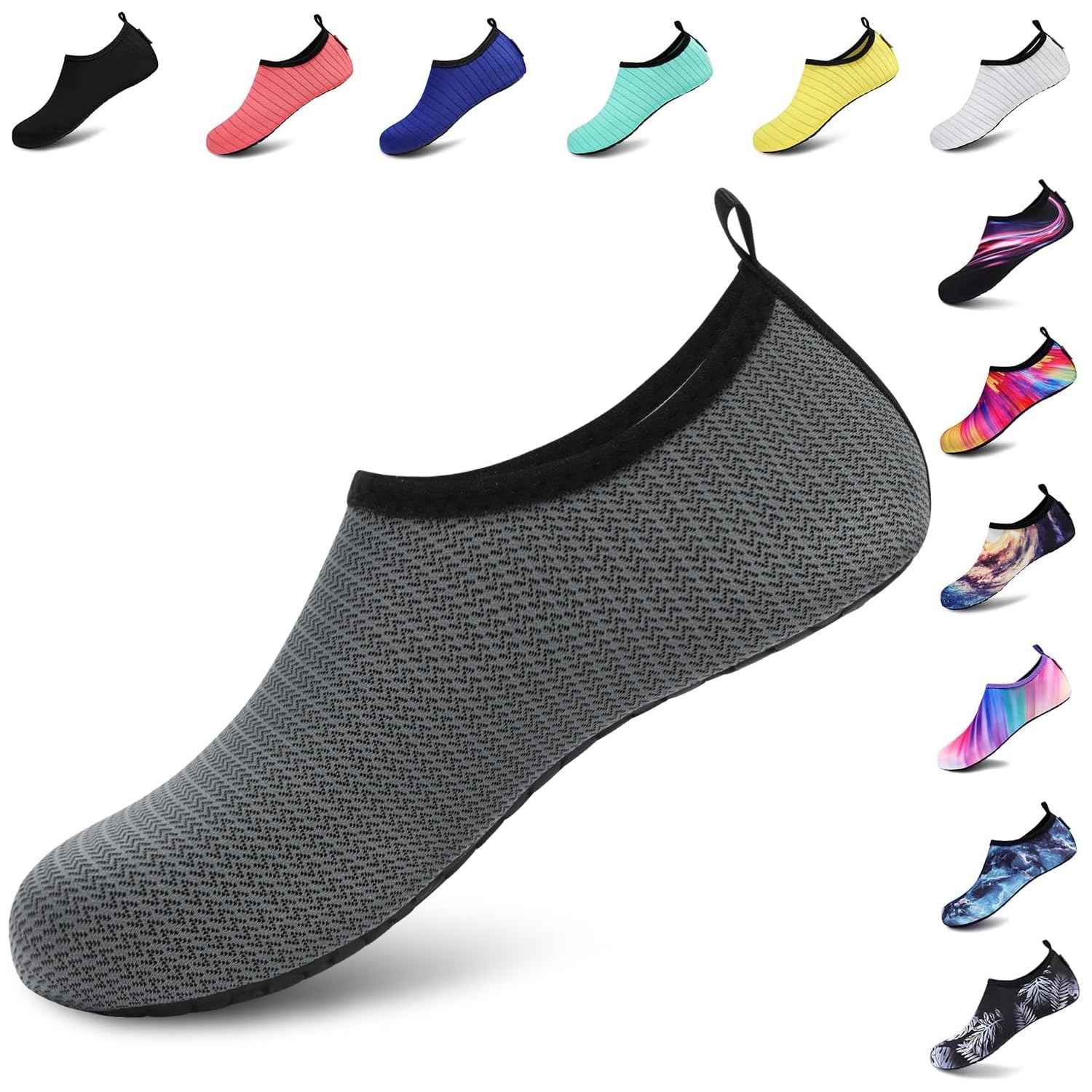 VIFUUR Water Shoes for Men Women Barefoot Quick Dry Aqua Socks Slip On | Lightweight, Breathable Upper, Flexible Sole, Drainage Design, Easy Slip-On Fit for Water Activities