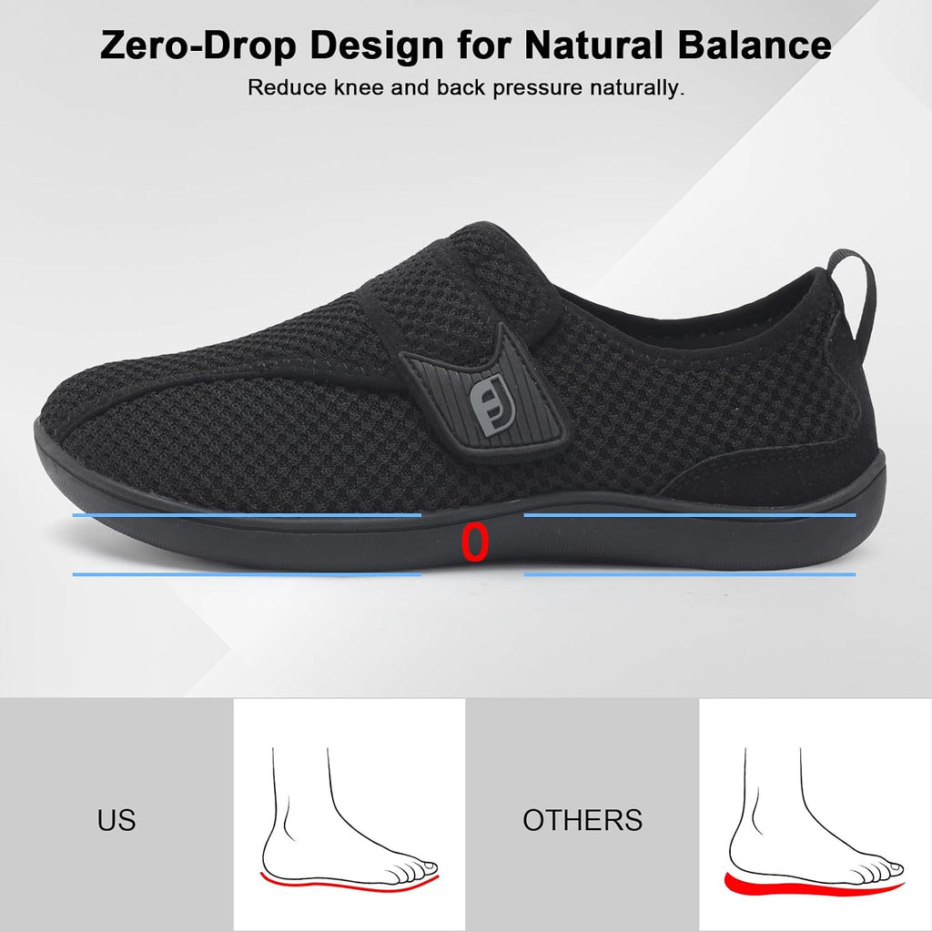 JOINFREE Diabetic Wide Walking Shoes Adjustable Upper for Women and Men | Wide Toe Box, Easy Entry, Zero Drop Non Slip Sole, Breathable Upper, Daily Wear, Swollen Feet, Edema, High Instep, Elderly