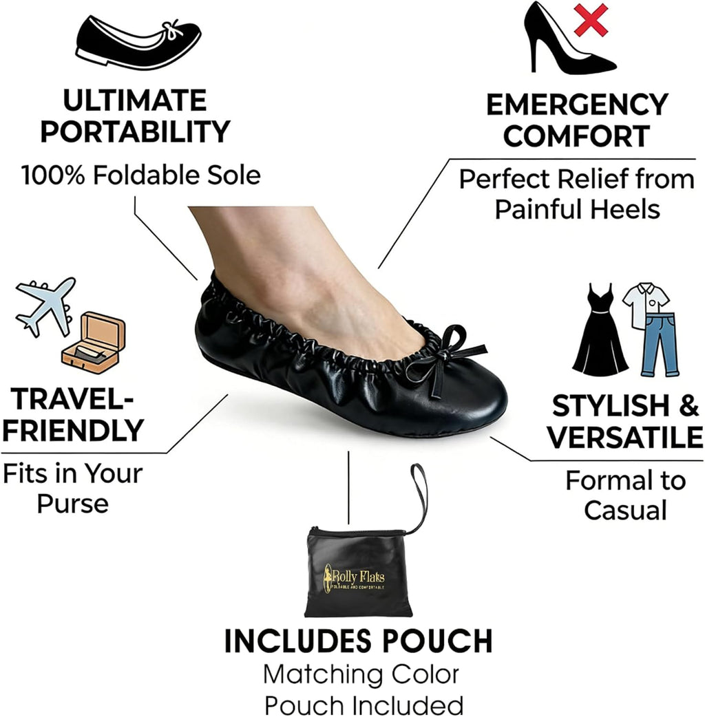 Women's Foldable Ballet Flats, Travel & Wedding Shoes, Fit in Your Purse