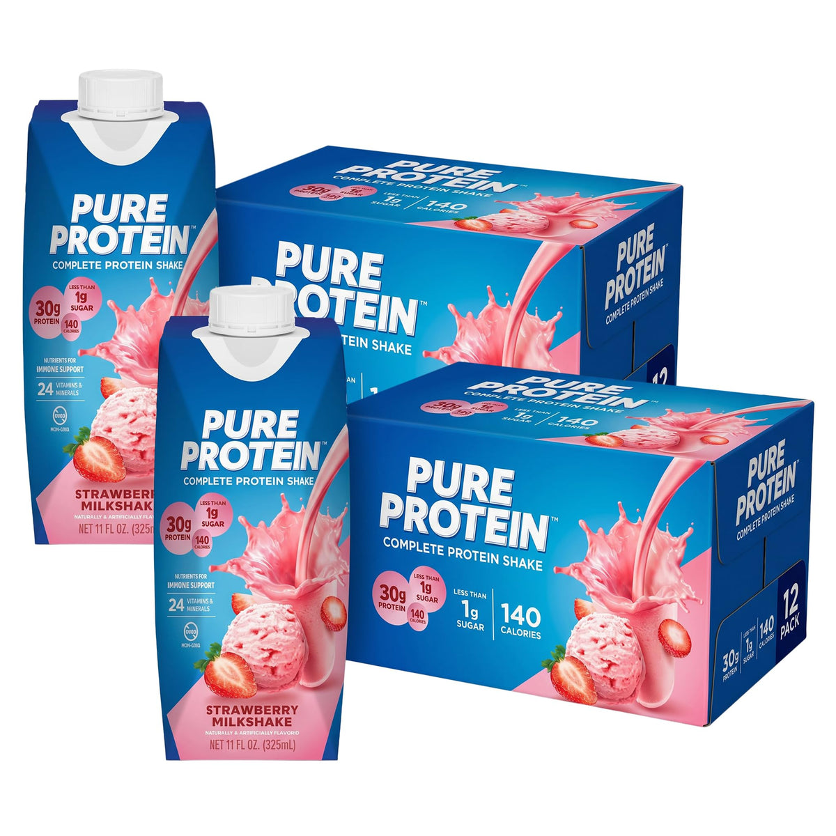 Pure Protein Vanilla Protein Shake, 30g Complete Protein, 12 Ct