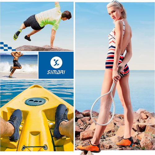 SIMARI Water Shoes for Women Men - Barefoot Quick-Dry Aqua Socks | Lightweight Swim Shoes for Surfing, Swimming, Beach Sports, Kayaking, Diving | Non-Slip Design